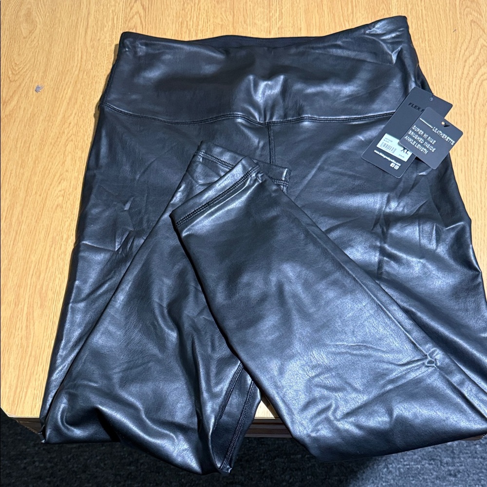 90 Degree By Reflex Black Leatherette Leggings